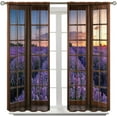 thumbnail image 4 of Lavender Curtains, Countryside Nature Purple Plants Sunset Sunrise Wooden Window Window Treatments for Bedroom Living Room Kitchen Drapes Rod Pocket 2 Panels 84x84 Inch, 4 of 5