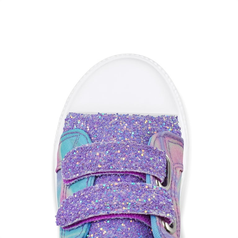 Kushyshoo Purple Glitter Toddler Shoes Kids Sneakers with Cartoon