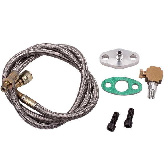 Maxpeedingrods 41" TURBO 90 DEGREE OIL FEED LINE KIT T3 T4 T04E T70 T60 T61 1/8 NPT -4AN