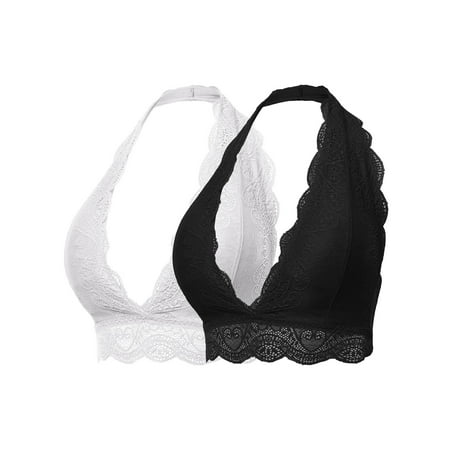 

FashionOutfit Women s Solid Lace Cami Halter Neck Bralette