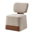 thumbnail image 6 of Hassch Modern Linen Upholstered Armless Dining Chair with Casters, Padded Seat, Easy Roll for Kitchen, Office, or Living Room, Beige, 6 of 8
