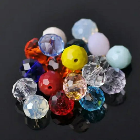U8MO 3mm 4mm 6mm 8mm 10mm 12mm Rondelle Faceted Crystal Glass Loose Spacer Beads lot-0) Random Mixed-8X6mm (30pcs)
