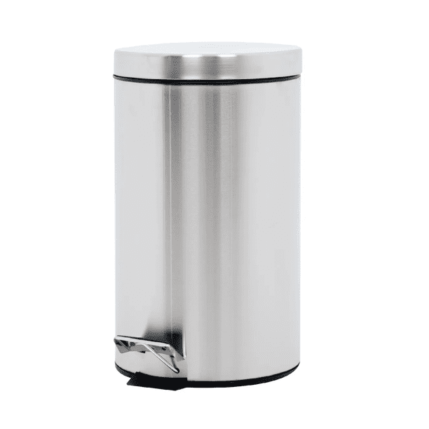 Bote De Basura Metálico Acero Inoxidable Con Pedal Cocina 12l Malubero Gris