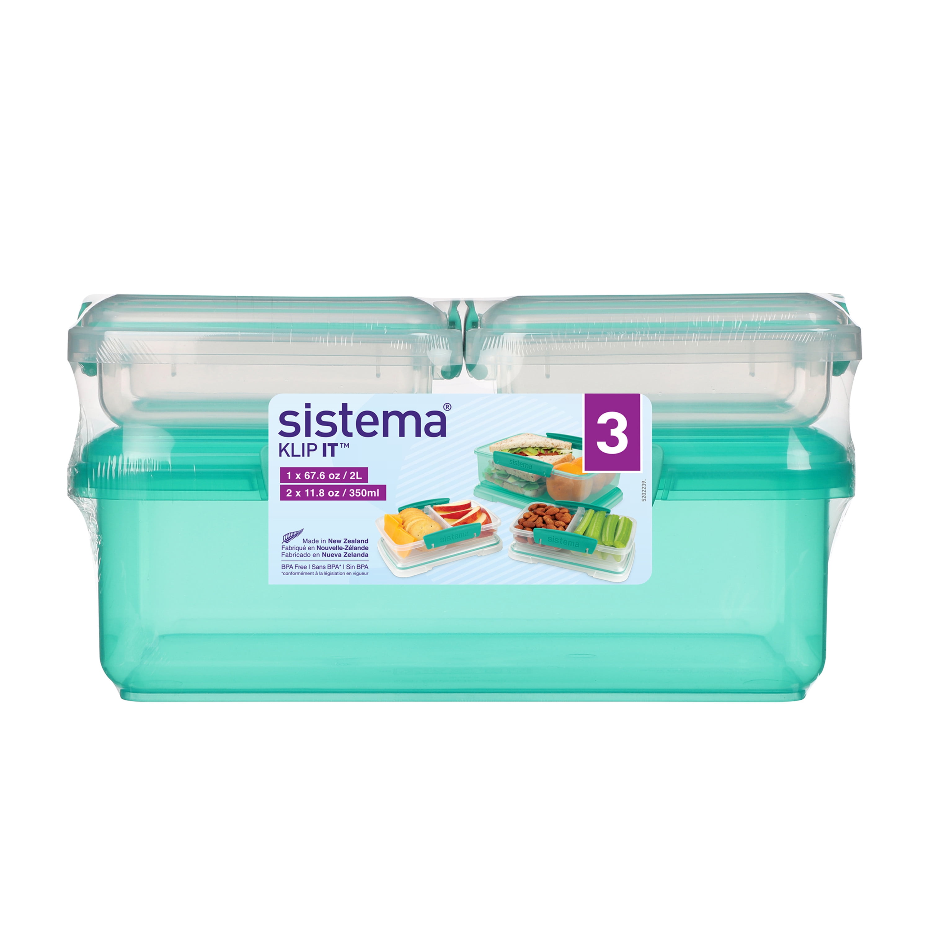 Pack of 6 Clear/6 Pack Sistema KLIP IT Food Storage Containers 
