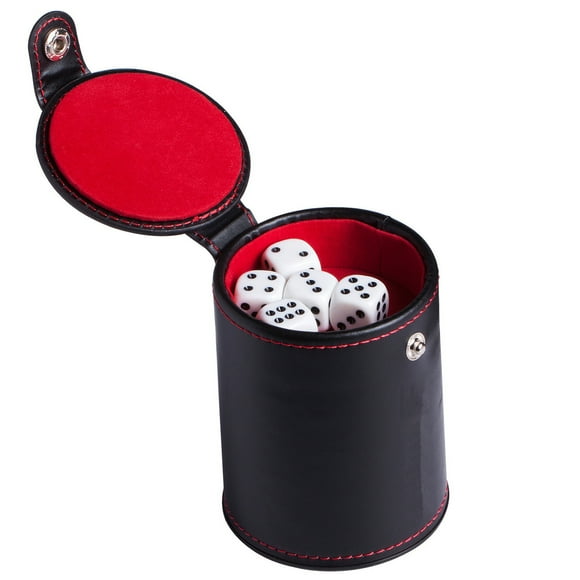 Hearth & Gear Funny Dice Game Props Dice Cup Set With 5 Dices Leatherette Dice Cup With Lid For Playing Games Ktv Party Blindfold Game Censo Game Charades Game Kids Almanac Game Axis And 1914 Game 99