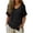 04# Black, variant on Women's Summer Linen Shirt Solid Colour Short Sleeve V-Neck T-Shirts Chic Elegant Casual Loose Breathable Blouse XXL 04# Black