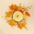 thumbnail image 6 of TFYZYY Artificial Maple Leaf Wreath Candlestick Holder for Halloween Thanksgiving Decoration, 20cm Fall Table Centerpiece, Warm Ambience Decor, 6 of 6