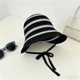 thumbnail image 2 of VISALY Straw Striped Bucket Hats Beach Knit Fisherman Hat Fisherman Cap Knit Bucket Hat Straw Hats Vacation Crochet Hat Summer Woven Bucket Hat Lightweight Bucket Hat Beach Bucket Hat Blackone Size, 2 of 5