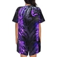 thumbnail image 6 of Daiia Purple Plant White Tiger Pattern Womens Pajama Sets Short Sleeve Pajamas for Women Sets Soft Lounge Sets Casual Round Neck Sleepwear PJS-Medium, 6 of 7