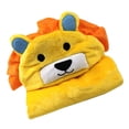 thumbnail image 3 of Manta con capucha para niños, suave y acogedora, de terciopelo coral, con forma de animal, para bebés y niños, con diseño de león amarillo., 3 of 12