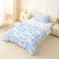 thumbnail image 2 of Erosebridal Kawaii Bowknot Twin Comforter Sets for Kids Girls, Cute Heart Bedding Set, Blue White, Colorful Stars Reversible, 1 Comforter and 1 Pillowcase, 2 of 6