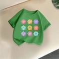 thumbnail image 7 of WQNVRNR Girls Summer Short Sleeve Tee- Crewneck Cotton Printed Casual Cute T Shirt Army Green Size 6, 7 of 7