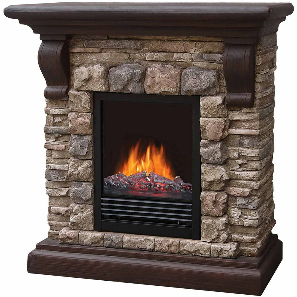 40" Polyfiber Electric Fireplace, Tan
