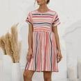 thumbnail image 3 of EIMELI Robe Décontractée pour Femmes Robe d'Été Col Rond Rayée à Boutons Mini Robe Décontractée Vêtements pour Femmes G Bleu, 3 of 8