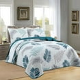 thumbnail image 3 of 3 Piece Printed Leaf Quilt Set Lightweight Bedspread Set ME507, 3 of 7
