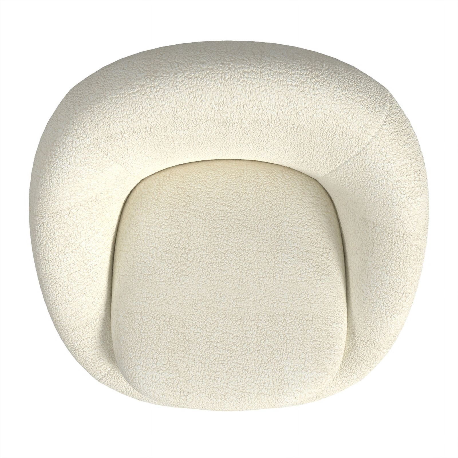 HomePop Round Swivel Accent Chair, White Sherpa