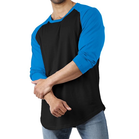 Hat and Beyond Men's Basic Baseball Raglan 3/4 Sleeve Athletic Crew Neck T-Shirts