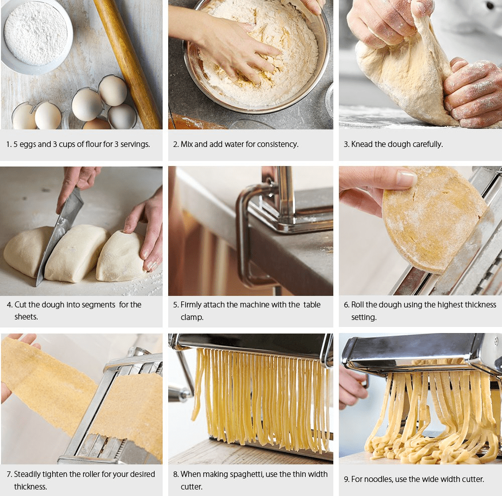 9 Adjustable Settings Pasta Maker Machine Noodle Maker 