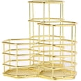 thumbnail image 1 of Portalápices, portalápices dorado para organizador de escritorio, portaescobillas de maquillaje de metal con 3 compartimentos, 1 of 7