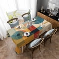 thumbnail image 4 of Blue Yellow Geometric Rectangle Tablecloth, Vintage Oil Painting Abstract Art Waterproof & StainResistant Tablecloth, Washable Oil-proof Table Cover for Dining/Party/Wedding/Camping/Buffet 60x84 In, 4 of 9