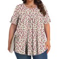 thumbnail image 5 of Plus Size Tops T-shirts for Women Tunic Short Sleeve Shirts Floral Blouses Loose Summer Tops Round Neck Summer Fashion Basic Daily Essentials L-5XL, 5 of 8
