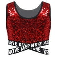 thumbnail image 4 of dPois Kids Girls Sparkle Sequin Hip Hop Dance Top Vest Crisscross Back Sleeveless Metallic Jazz Tank Red 16, 4 of 6
