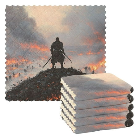 

Kitchen Towels，Double Edged Swordsman11 ×11 One Side Printed Polyester Fleece Soft And Skin-friendly Quality Washcloths.
