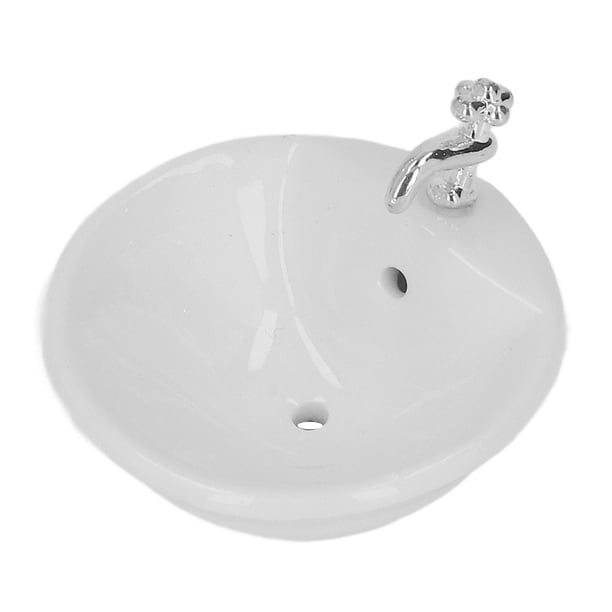 Lavabo de Baño Para Casa de Muñecas, Cerámica Hecha A Mano 1:12, Lavabo en Miniatura, Accesorios de Bricolaje para Casa de Muñecas