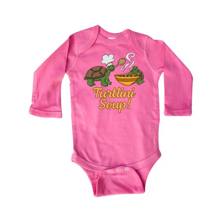 

Inktastic Turtlini Soup with Cute Turtle Chefs Gift Baby Boy or Baby Girl Long Sleeve Bodysuit