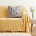 thumbnail image 5 of Battilo Yellow Throw Blanket for Couch, Knitted Mustard Throw Blankets for Bed Sofa, Decorative Woven Yellow Throws with Tassels, Soft Warm Blanket for All Seasons (Yellow, 50"x 60"), 5 of 6