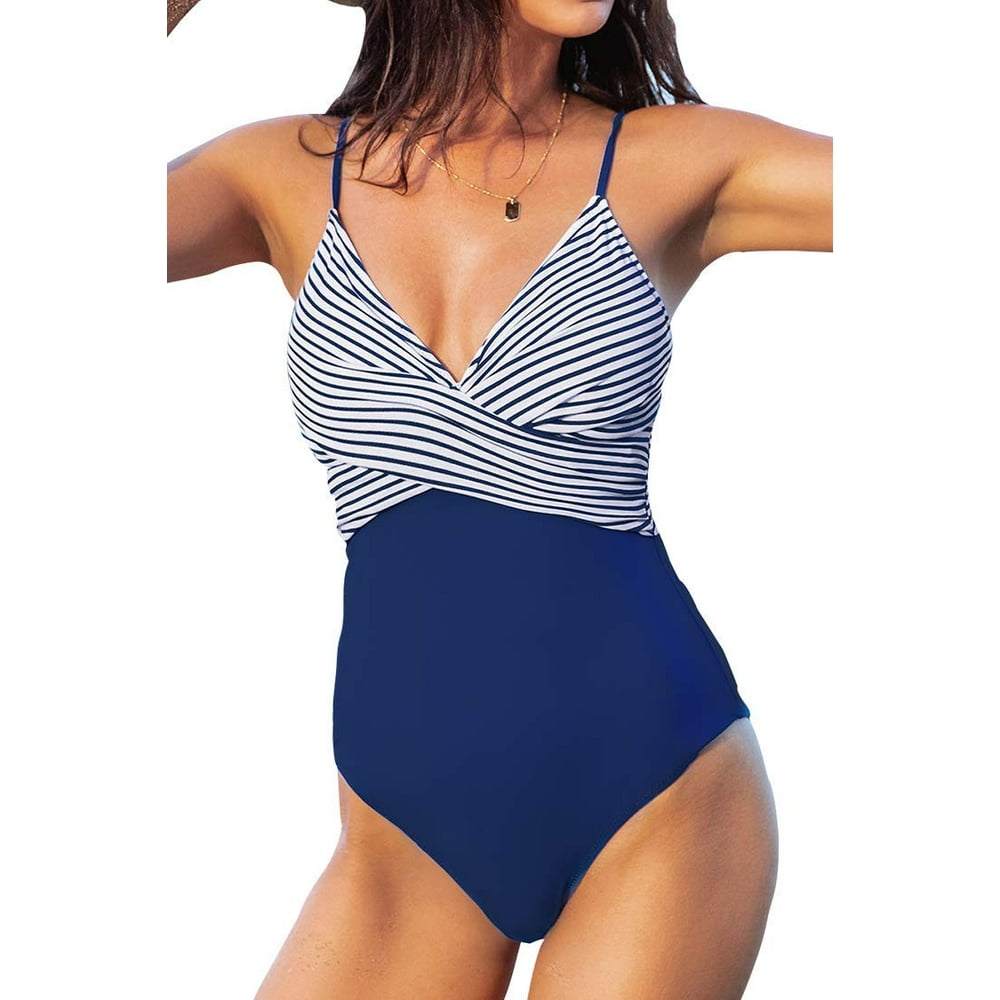 Cupshe Women s Blue And Stripe One Piece Swimsuit Seaselfie By 