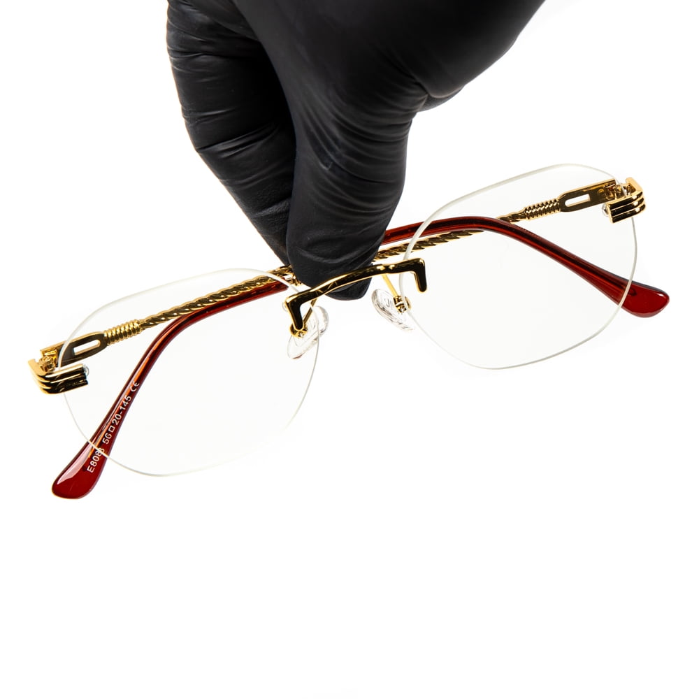 Buy Mens Rimless Oval Clear Tint Lens Gold Frame Retro Round Vintage