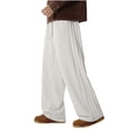 thumbnail image 2 of Ceisia Men's Wide-Leg Relaxed Sweatpants | Elastic Waist Side Layered Stripe Casual Pants (Multiple Solid Colors) Gifts, 2 of 9