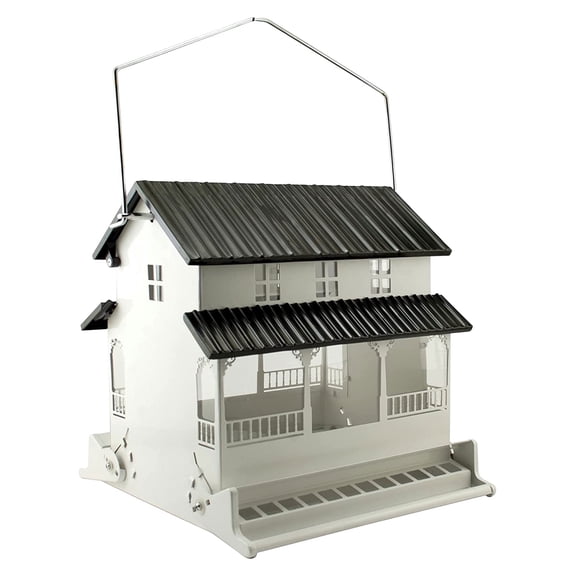 Farmhouse Squirrel-Resistant Bird Feeder, 10.5 qt Capacity, White