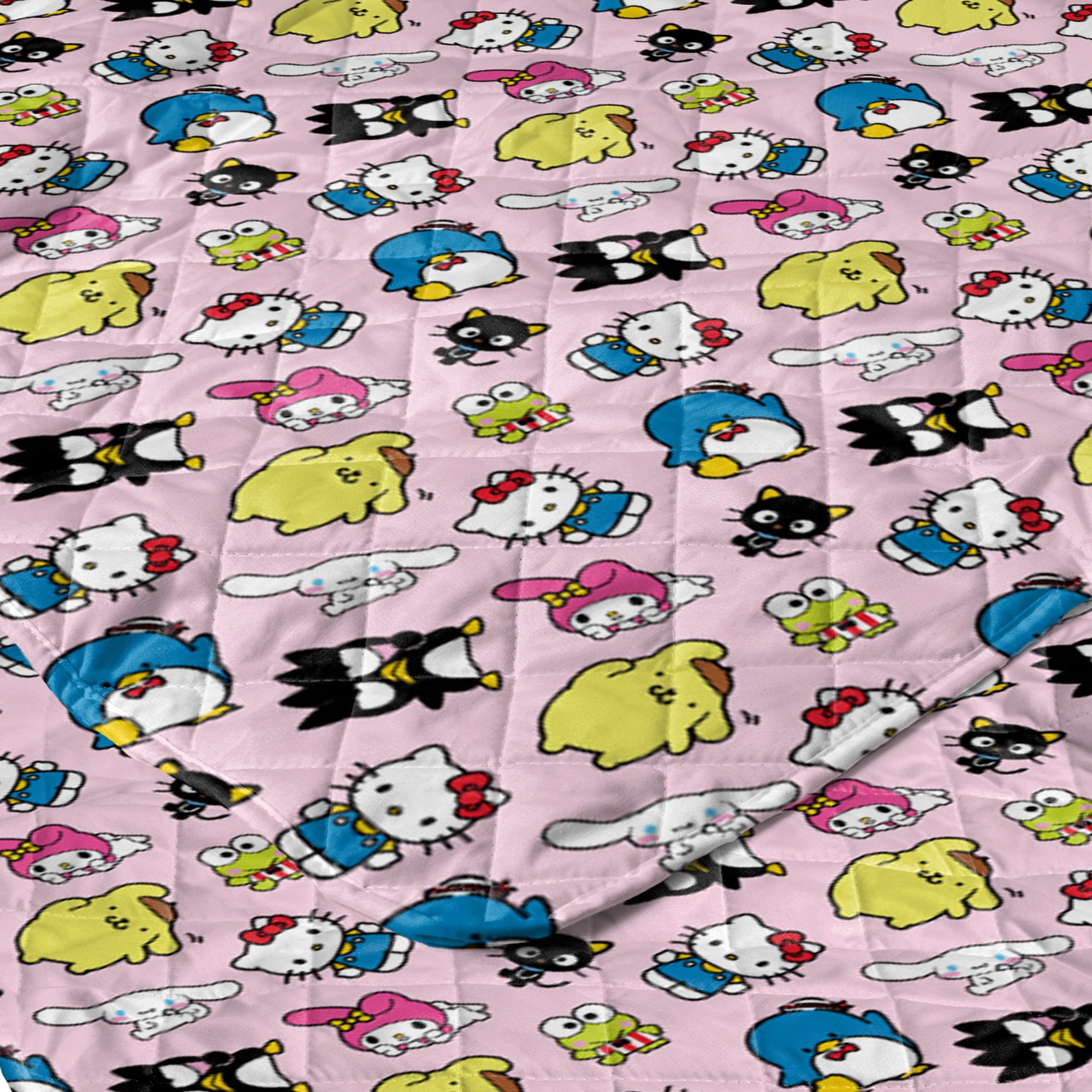 Hello Kitty & Friends Check Quilted Throw Blanket 60x80 inches, Kids Character Bedding