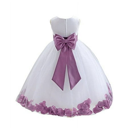 Ekidsbridal White Tulle Rose Petals Flower Girl Dresses Junior Bridesmaid Communion Christening Baptism Father Daughter Dance Recital Gown 302T 8