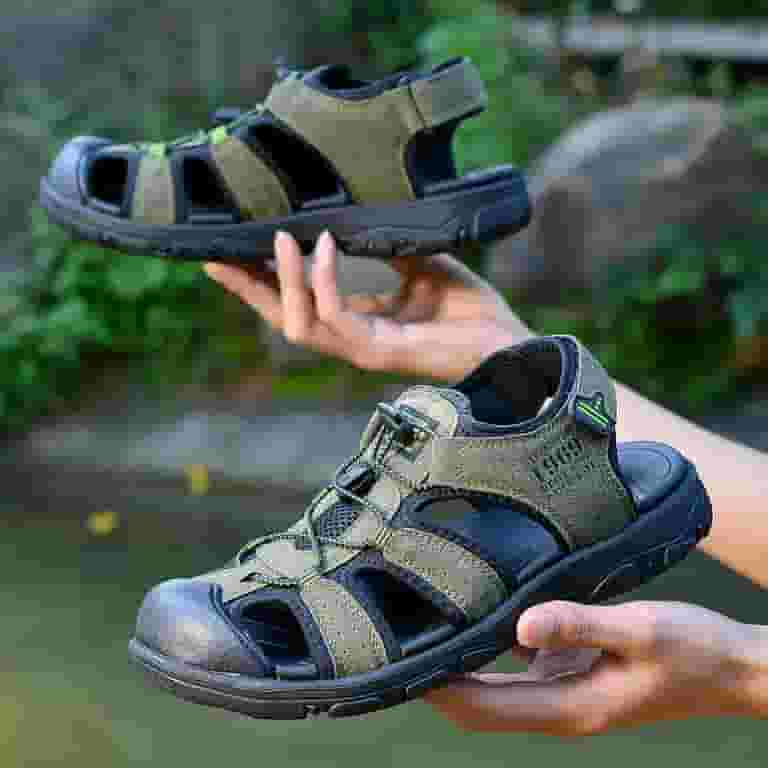 新発売の Outdoor Summer Sandals Men's Hiking Closed Leather Sandals Clothing