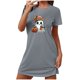 thumbnail image 1 of Camisón corto de talla grande para mujer, camisón de manga corta con estampado de pecho a la moda, camisón para mujer, 1 of 2