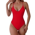 thumbnail image 2 of Women's One Piece Swimsuit Casual Fashion Backless Adjustable Strap Sexy Monokini Bikini Beach Swimwear for Summer Vacation Hot Spring Party,Red,L, 2 of 6