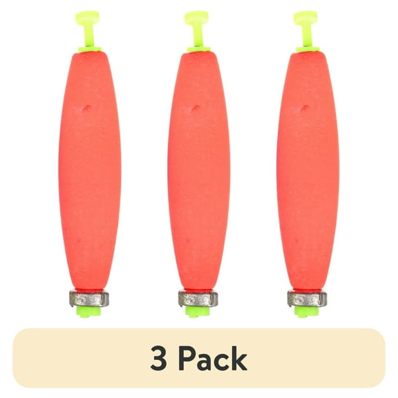 (3 pack) Comal Cigar Snap-on Fishing Bobbers, Red, 3 Pack, 3 inch