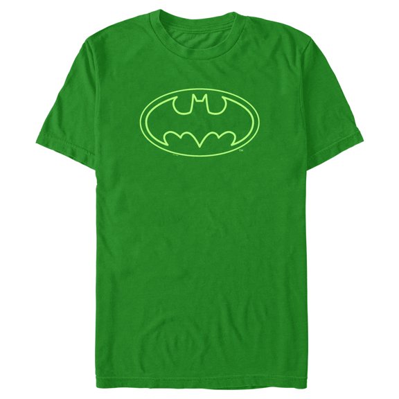 Men's Batman Outline Green Logo Graphic T-Shirt