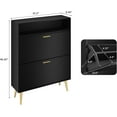 thumbnail image 2 of JOZZBY Shoe Cabinet Storage for Entryway, Freestanding Slim Shoe Organizer Cabinet with 2 Flip Drawers, Narrow Shoe Rack with Open Shelves for Hallway, Living Room, Black, 2 of 17