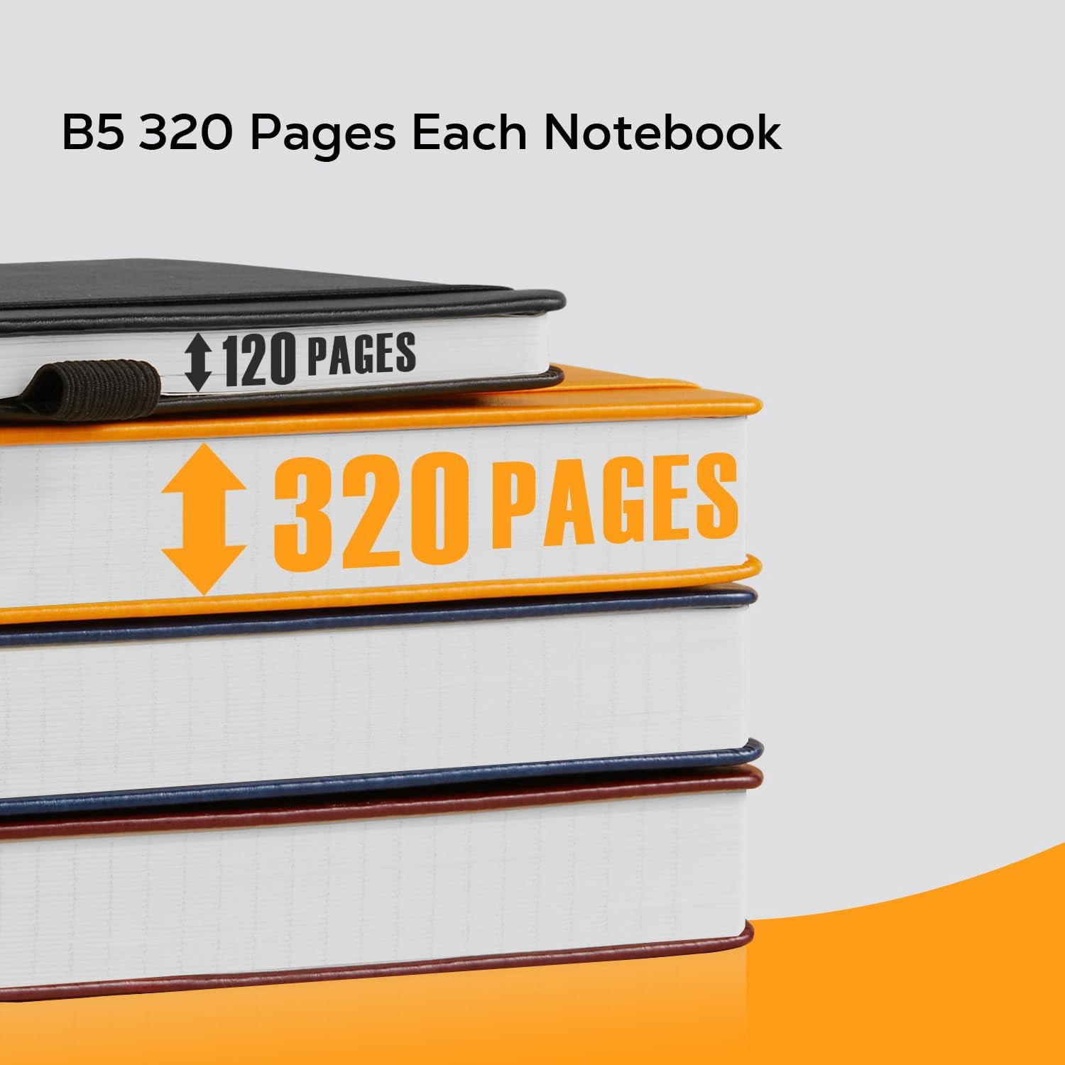 Leather Lined Notebook Journal, 320 Pages Hardcover Notebook Journals for Writing Note Taking Women & Men, B5 (7.1'' X 10'') College Ruled Daily Notebook Journal, Orange