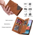 thumbnail image 4 of Wallet Case For iPhone 17 Pro Max, Premium PU Leather Flip Folio Cover RFID Blocking with 9 Card Slots, Zipper Purse Pocket, Hands-Free Kickstand, Magnetic Closure with Wrist Strap,Brown, 4 of 8