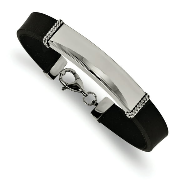 Chisel Stainless Steel and Polished Rubber Engravable Men's ID Bracelet
