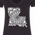 thumbnail image 4 of Inktastic Louisiana Silhouette Mandala Women's V-Neck T-Shirt, 4 of 5