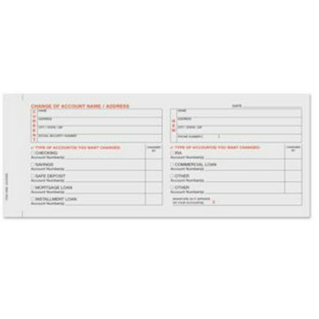 Change of Account Name/Address 3 Part Form