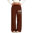 thumbnail image 5 of Cethrio Girls Sweatpants, Elastic Waist Open Bottom Fleece-lined Printed Straight-leg Pants Coffee Size 9-10 T, 5 of 6