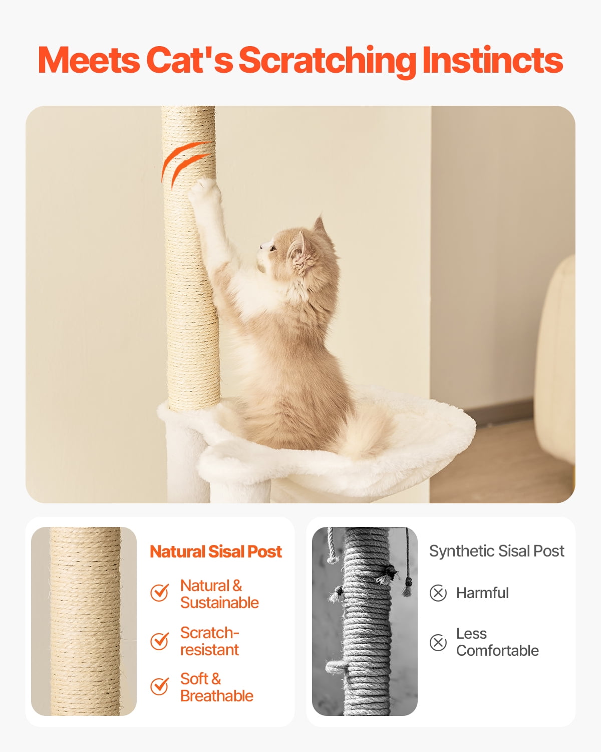 VEVOR Large Cat Tree, 68.9 inches Tall, Cat Tower, Multi-level Cat Condo Furniture Activity Center with Cozy Perches, Sisal Scratching Posts, Hammock, Big Kittens House for Indoor Cats Play & Rest