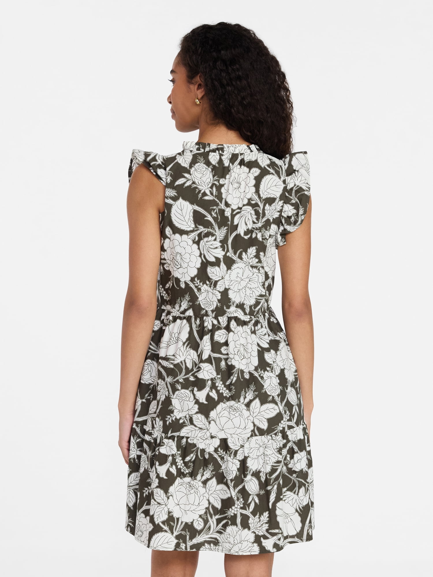 Time and Tru Women’s and Women’s Plus Flutter Sleeve Mini Dress, Sizes XS-4X
